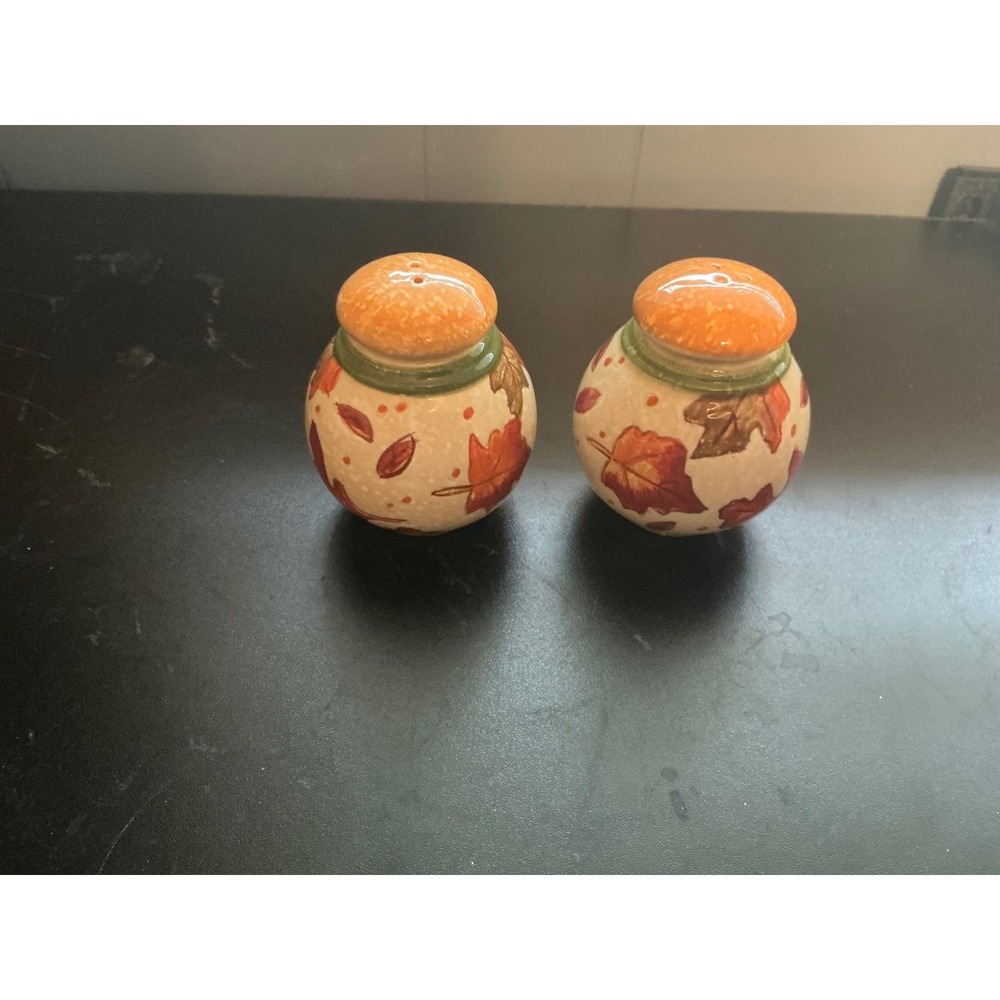 Bella Casa Ganz Autumn Ceramic Salt and Pepper Set Fall Harvest Thanksgiving